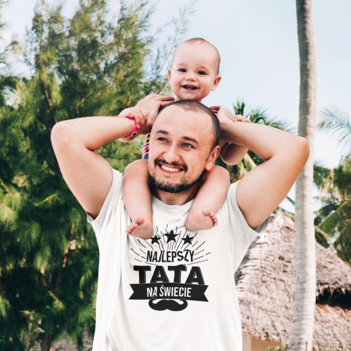 Koszulka dla taty wraz z kubkiem z nadrukiem Najlepszy tata na świecie t-shirt w kolorze białym (5).jpg