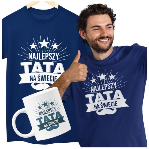 Koszulka dla taty na Dzień Ojca Urodziny z napisem Najlepszy Tata na świecie T-shirt w kolorze granatowym (3).jpg