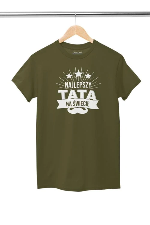 Koszulka dla taty na Dzień Ojca Urodziny z napisem Najlepszy Tata na świecie T-shirt w kolorze khaki (1).jpg