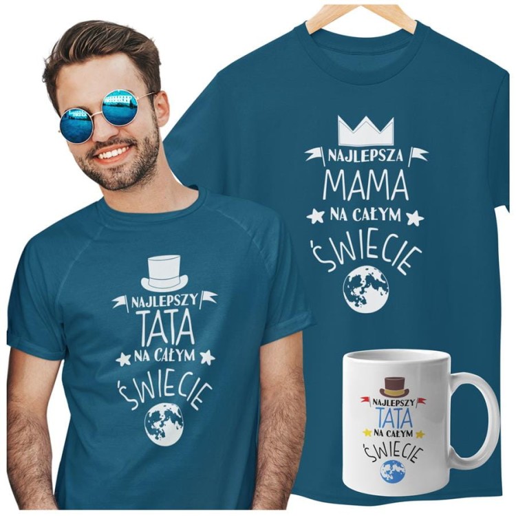 Koszulka z kubkiem dla TATY modny prezent na Dzień Ojca Stylowa koszulka z napisem Najlepszy Tata na całym świecie w kolorze petrol blue.jpg