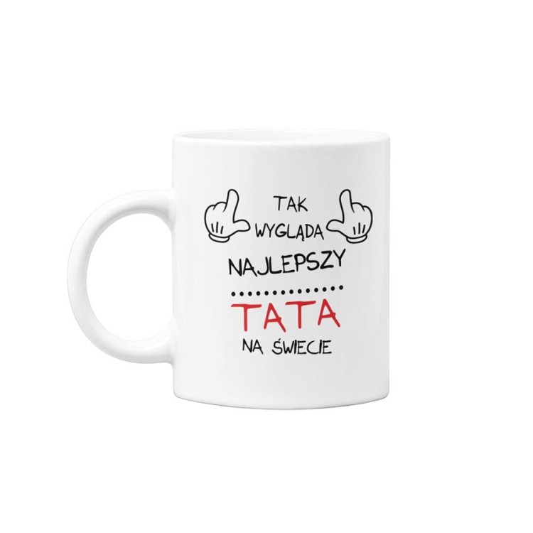 Koszulka dla taty wraz z kubkiem z nadrukiem Tak wygląda najlepszy TATA na świecie t-shirt w kolorze khaki (1).jpg