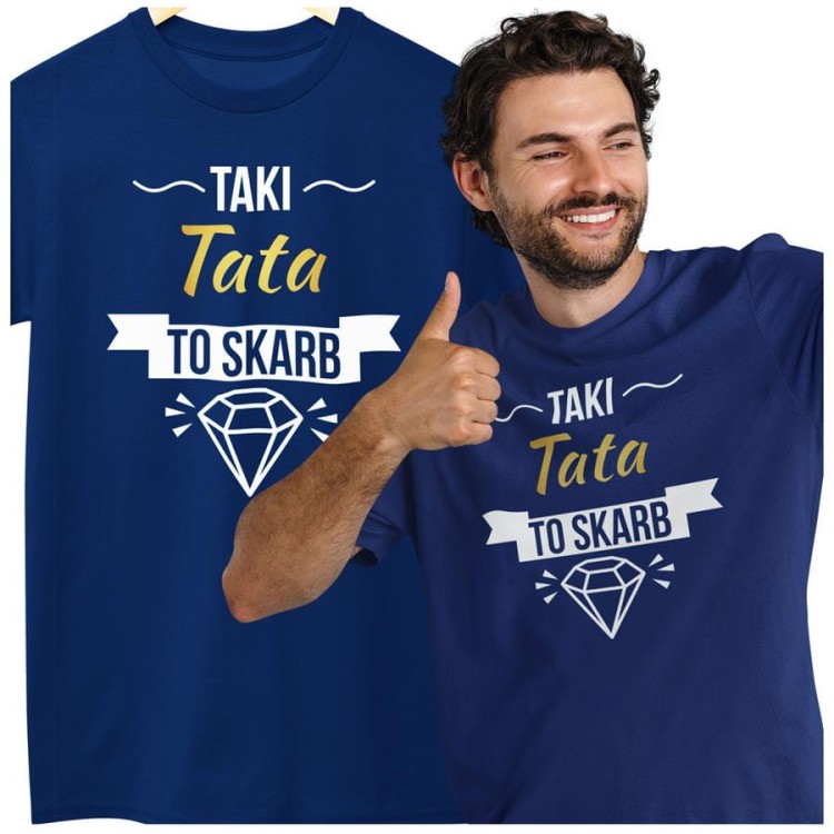 Koszulka dla TATY modny prezent na Dzień Ojca Stylowa koszulka Taki tata to skarb kolor granatowy (2).jpg