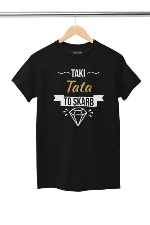 Koszulka dla taty wraz z kubkiem z nadrukiem Taki tata to skarb t-shirt w kolorze czarnym  (1).jpg