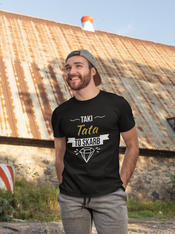 Koszulka dla taty wraz z kubkiem z nadrukiem Taki tata to skarb t-shirt w kolorze czarnym  (7).png