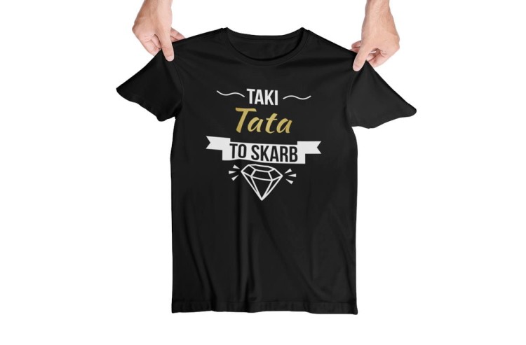 Koszulka dla taty wraz z kubkiem z nadrukiem Taki tata to skarb t-shirt w kolorze czarnym.jpg
