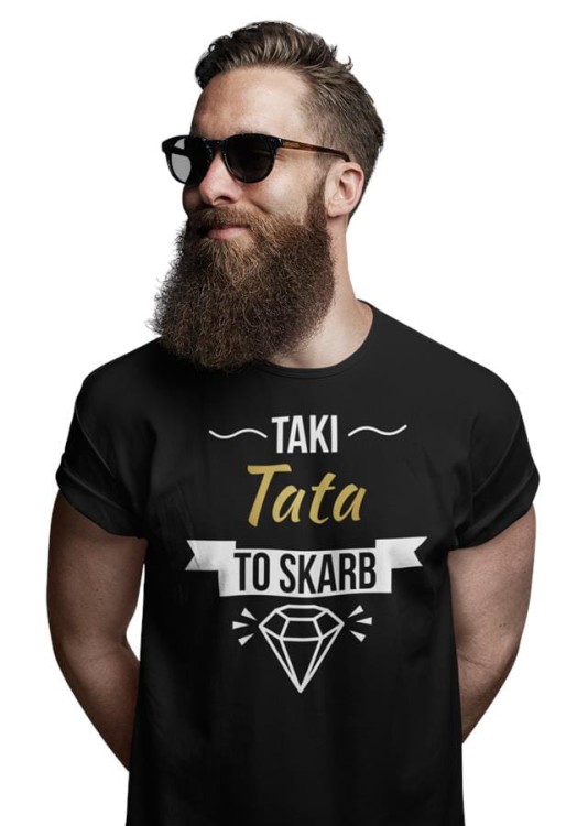 Koszulka dla taty wraz z kubkiem z nadrukiem Taki tata to skarb t-shirt w kolorze czarnym  (3).jpg