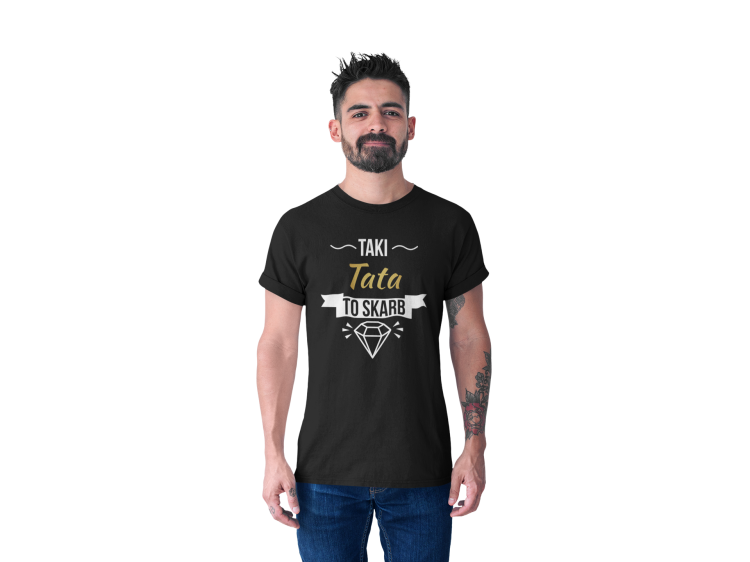 Koszulka dla taty wraz z kubkiem z nadrukiem Taki tata to skarb t-shirt w kolorze czarnym  (3).png