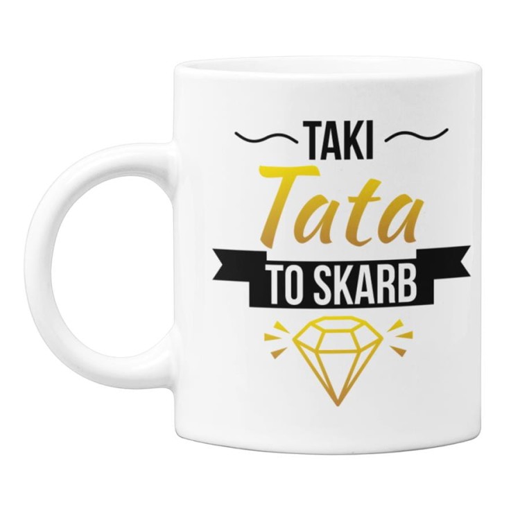 Koszulka dla taty wraz z kubkiem z nadrukiem Taki tata to skarb t-shirt w kolorze białym (2).jpg