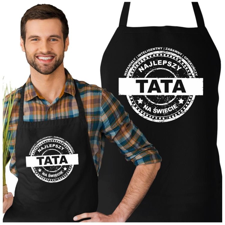 Fartuch dla Taty na prezent na Dzień Ojca z napisem WSPANIAŁY  INTELIGENTNY  ZABAWNY  OPIEKUŃCZY Najlepszy Tata na świecie.jpg