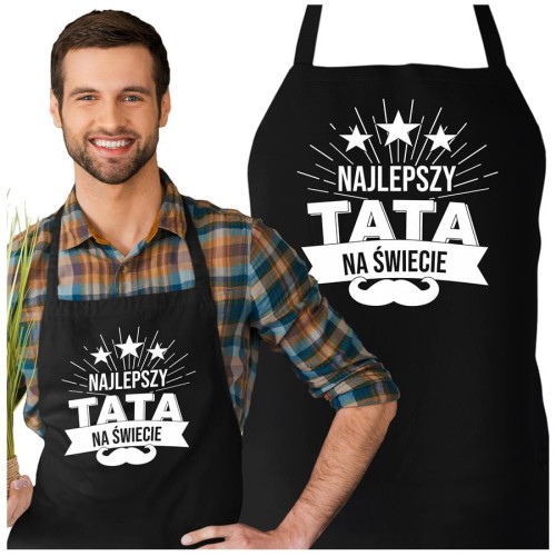 Fartuch Kuchenny dla Taty z nadrukiem Najlepszy Tata na świecie Upominek Grill Dzień Ojca.jpg