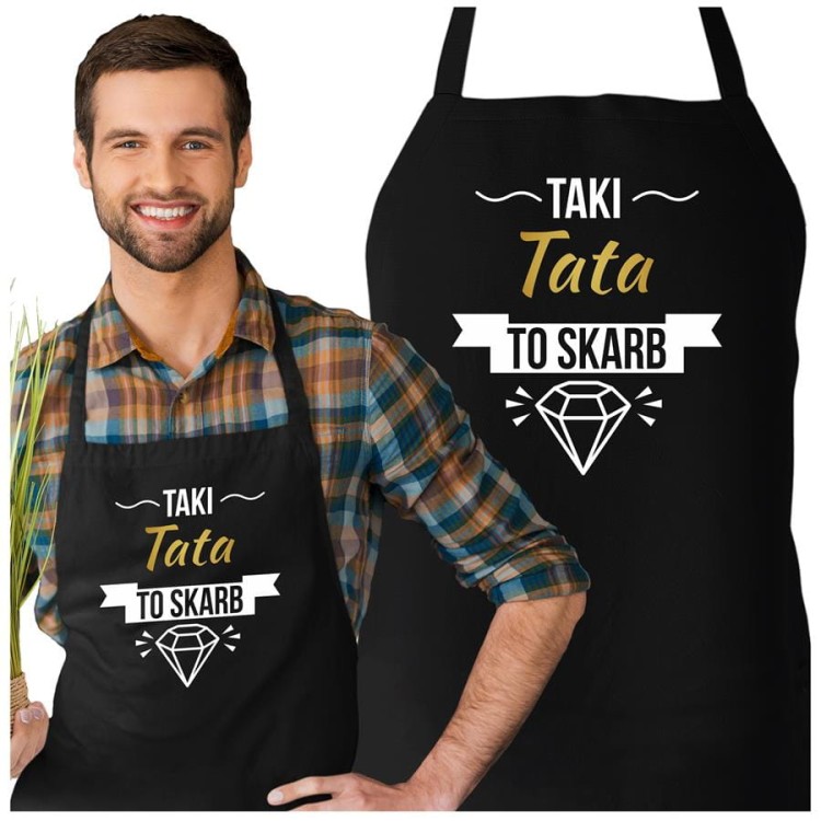 Fartuch dla Taty na prezent na Dzień Ojca z napisem Taki tata to skarb.jpg