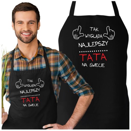 Fartuch Kuchenny dla Taty z nadrukiem Tak wygląda najlepszy Tata na świecie Upominek Grill Dzień Ojca.jpg