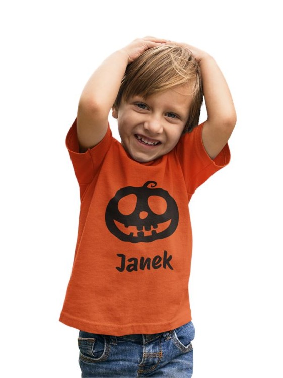 KOSZULKA NA DZIEŃ DYNI Z WŁASNYM IMIENIEM + NAKLEJKI KOSZULKA W KOLORZE POMARAŃCZOWYM (1).jpg
