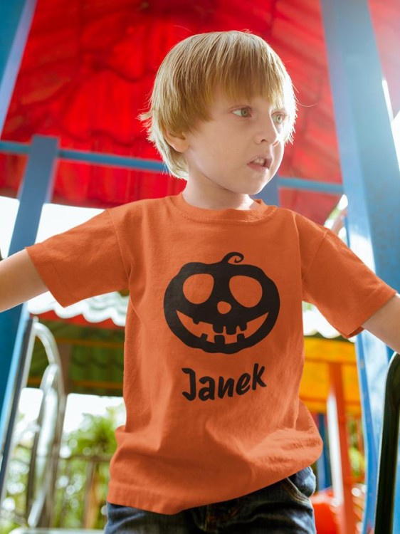KOSZULKA NA DZIEŃ DYNI Z WŁASNYM IMIENIEM + NAKLEJKI KOSZULKA W KOLORZE POMARAŃCZOWYM (2).jpg