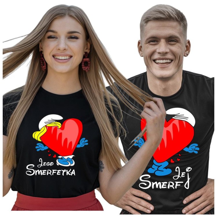 KOSZULKI DLA PAR NA WALENTYNKI PREZENT ROMANTYCZNY JEGO SMERFETKA JEJ SMERF.jpg