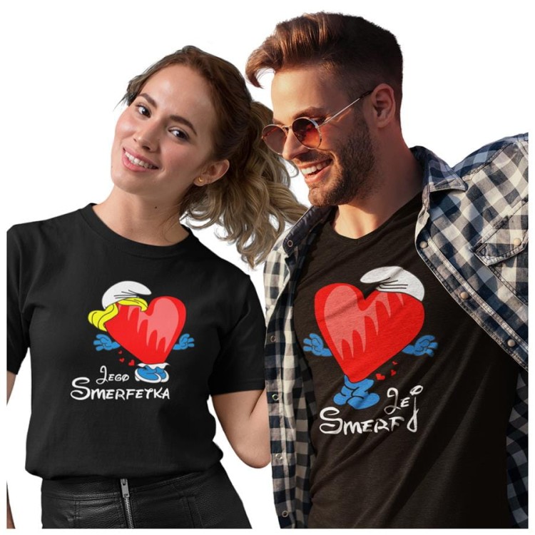 KOSZULKI DLA PAR NA WALENTYNKI PREZENT ROMANTYCZNY JEGO SMERFETKA JEJ SMERF (1).jpg