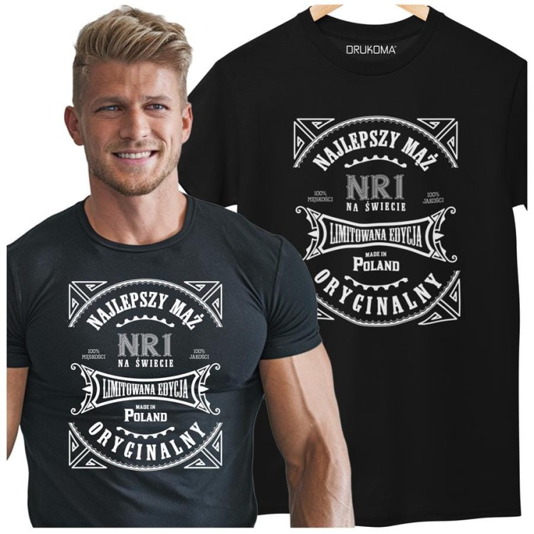 Koszulka dla Męża modny prezent na Walentynki lub Urodziny stylowa koszulka z napisem Najlepszy mąż nr1 na świecie limitowana edycja made in Poland oryginalny 100% męs (6).jpg