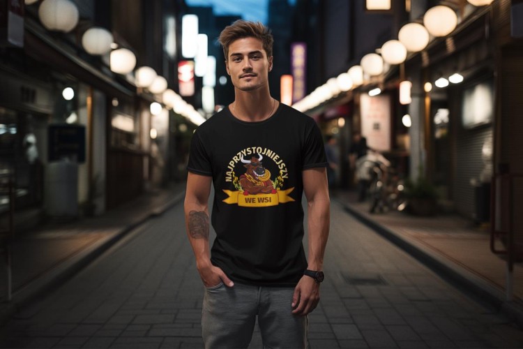 Koszulka dla Chłopaka modny prezent na Walentynki lub Urodziny stylowa koszulka z napisem Najprzystojniejszy we wsi (6).jpg