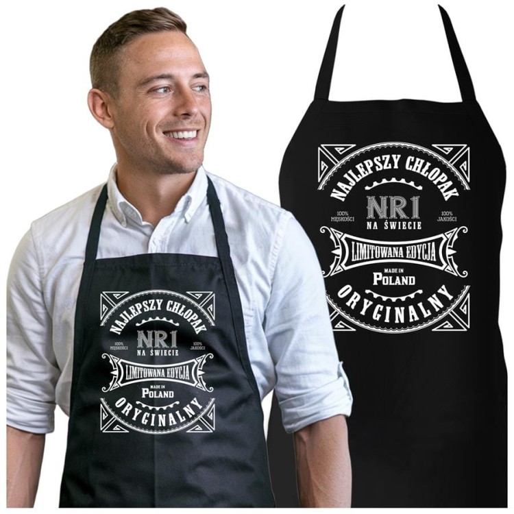 FARTUCH DLA CHŁOPAKA MĘŻA PREZENT NA WALENTYNKI z napisem Najlepszy chłopak nr1 na świecie limitowana edycja made in Poland oryginalny 100% męskości 100% jakości.jpg