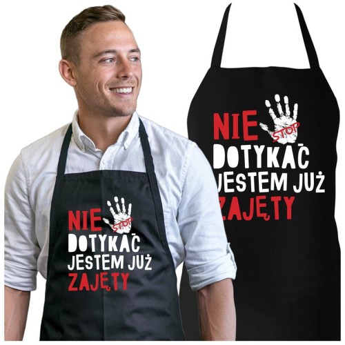 FARTUCH DLA CHŁOPAKA MĘŻA PREZENT NA WALENTYNKI z napisem NIE DOTYKAĆ JESTEM JUŻ ZAJĘTY (1).jpg