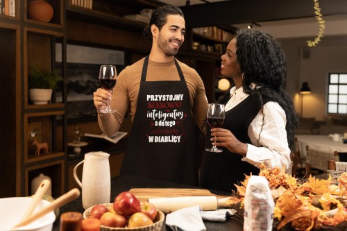 FARTUCH DLA CHŁOPAKA MĘŻA PREZENT NA WALENTYNKI z napisem Przystojny, seksowny, inteligentny, a do tego zakochany w diablicy (2).jpg