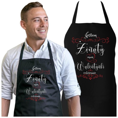 FARTUCH DLA CHŁOPAKA MĘŻA PREZENT NA WALENTYNKI z napisem Jestem żonaty mam walentynki codziennie (1).jpg