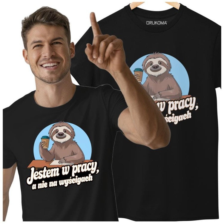 KOSZULKA ZABAWNA NA KAŻDĄ OKAZJE Z NAPISEM JESTEM W PRACY, A NIE NA WYŚCIGACH (2).jpg