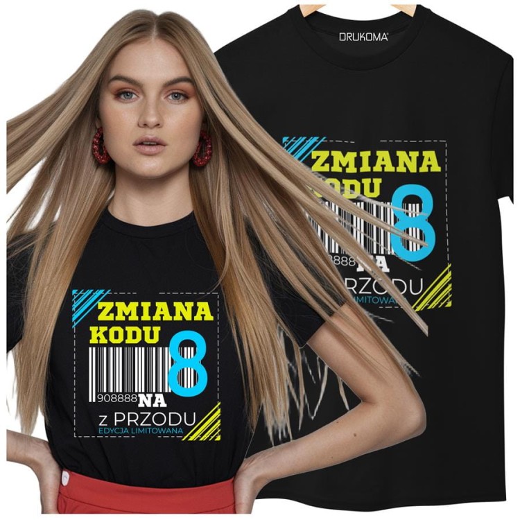 Koszulka damska dla kobiety na 80 osiemdziesiąte urodziny Zmiana kodu na 8 z przodu (4).jpg