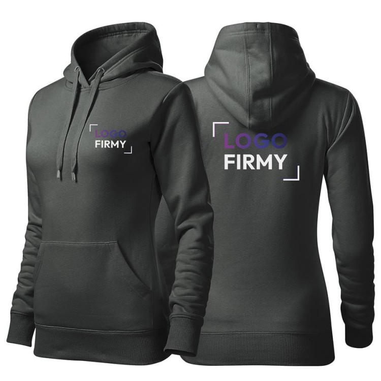 Bluza ciemny khaki damska z haftem nadrukiem na SERCU i PLECACH logo firmy 320g 414 kolor 67 bluza cape.jpg