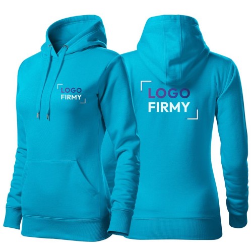 Bluza turkus damska z haftem nadrukiem na SERCU i PLECACH logo firmy 320g 414 kolor 44 bluza cape.jpg