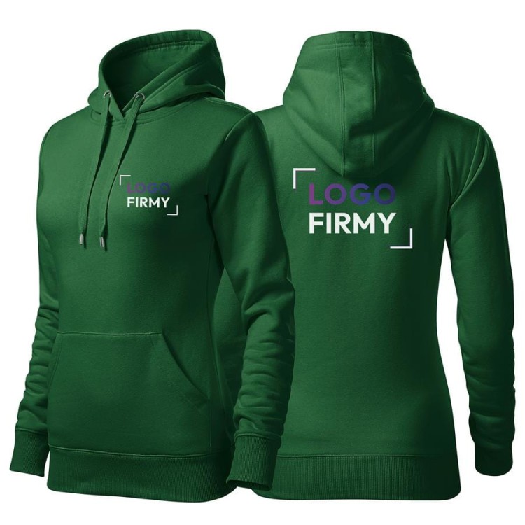 Bluza zieleń butelkowa damska z haftem nadrukiem na SERCU i PLECACH logo firmy 320g 414 kolor 06 bluza cape.jpg
