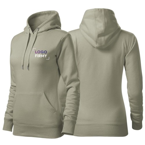 Bluza jasny khaki damska z haftem nadrukiem na SERCU logo firmy 320g 414 kolor 28 bluza cape.jpg
