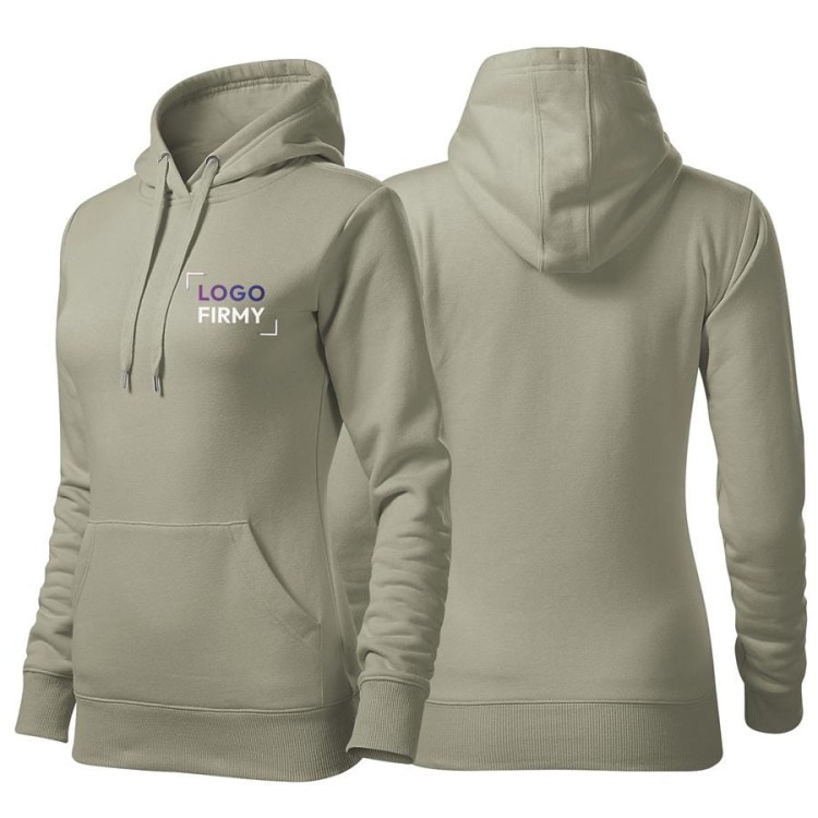 Bluza jasny khaki damska z haftem nadrukiem na SERCU logo firmy 320g 414 kolor 28 bluza cape.jpg