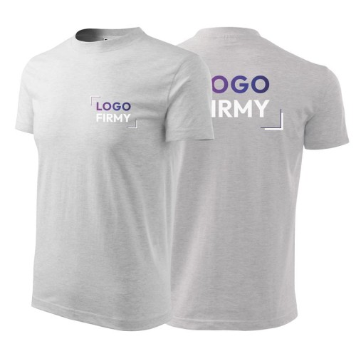 Koszulka jasnoszary melanż z krótkim rękawem z logo na sercu i plecach unisex z nadrukiem logo firmy 200g HEAVY110 kolor 03 koszulka krótki.jpg