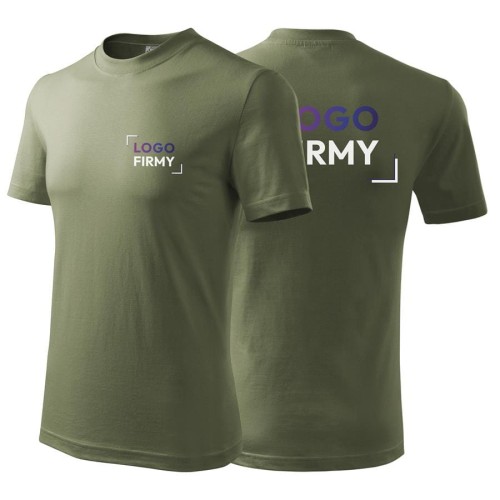 Koszulka khaki z krótkim rękawem z logo na sercu i plecach unisex z nadrukiem logo firmy 200g HEAVY110 kolor 09 koszulka krótki rękaw.jpg