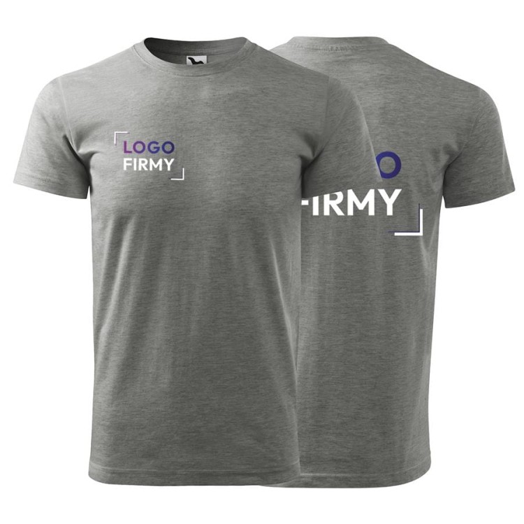 Koszulka ciemnoszary melanż z krótkim rękawem z logo na sercu i plecach unisex z nadrukiem logo firmy 200g HEAVY NEW 137 kolor 12 koszulka kr.jpg