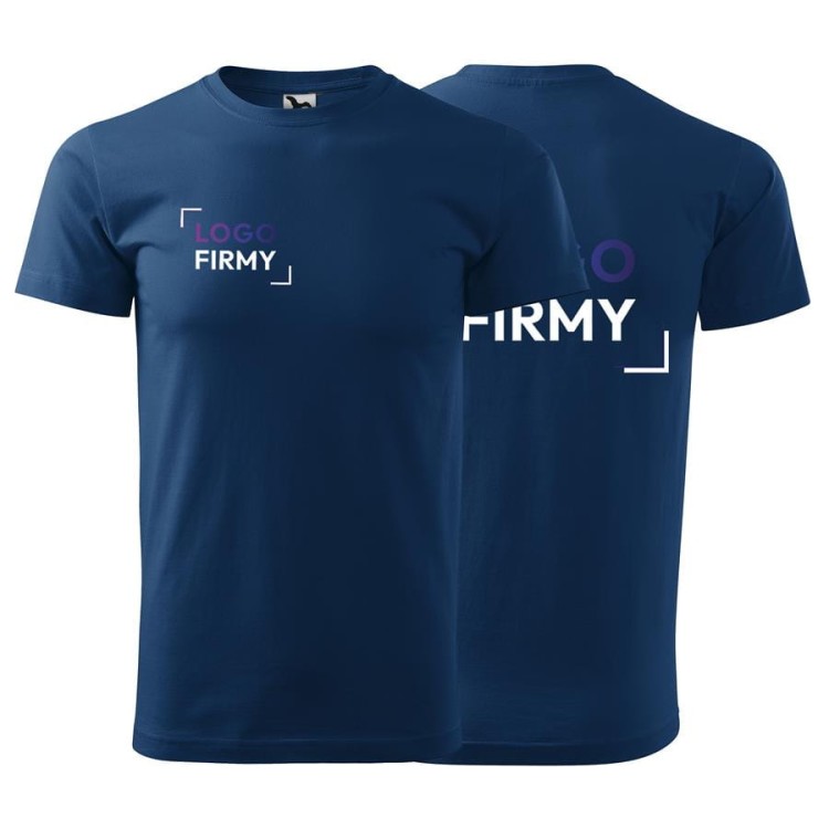 Koszulka ciemnoniebieski z krótkim rękawem z logo na sercu i plecach unisex z nadrukiem logo firmy 200g HEAVY NEW 137 kolor 87 koszulka krótk.jpg