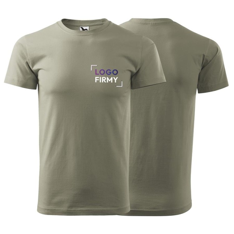 Koszulka jasny khaki z krótkim rękawem z logo na sercu unisex z nadrukiem logo firmy 200g HEAVY NEW 137 kolor 28 koszulka krótki rękaw (1).jpg