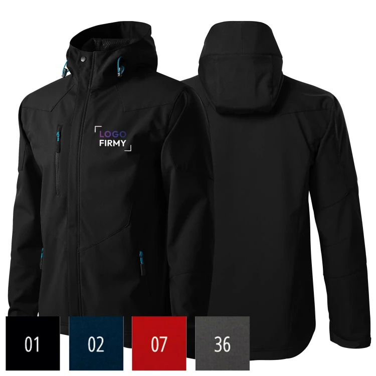 Kurtka czarna softshell Malfini męska z logo na sercu z nadrukiem logo firmy 280g 531 WSZYSTKIE KOLORY.webp