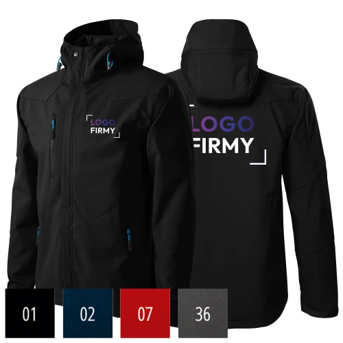 Kurtka czarna softshell Malfini męska z logo na sercu i plecach z nadrukiem logo firmy 280g 531 WSZYSTKIE KOLORY.webp