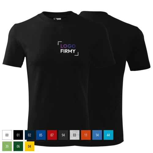 Koszulka czarna z krótkim rękawem z logo na sercu unisex z nadrukiem logo firmy 200g HEAVY110 koszulka krótki rękaw WSZ.webp