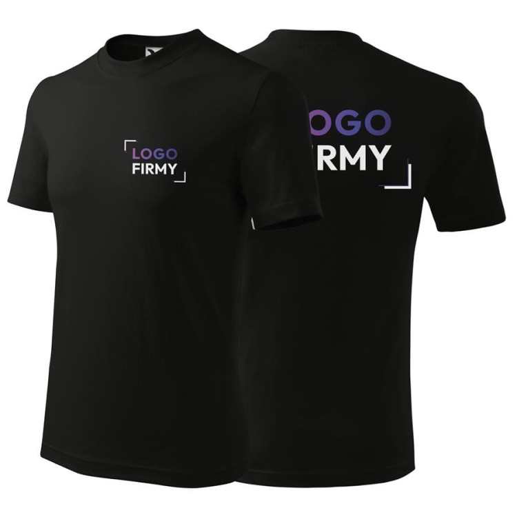 Koszulka czarna z krótkim rękawem z logo na sercu i plecach unisex z nadrukiem logo firmy 200g HEAVY110 koszulka kr (4).jpg