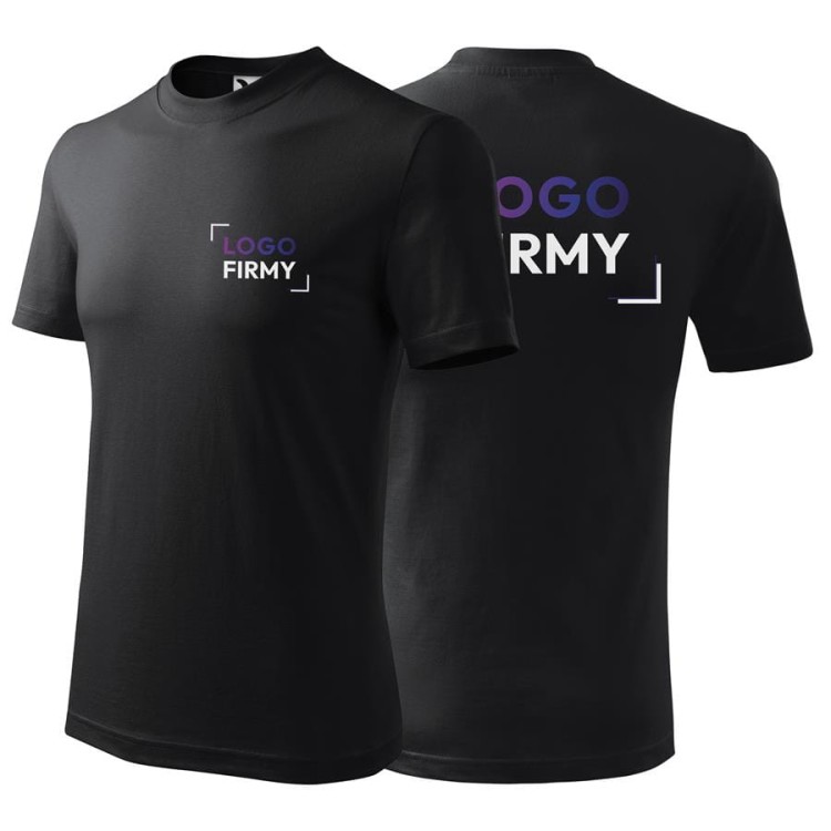 Koszulka czarna z krótkim rękawem z logo na sercu i plecach unisex z nadrukiem logo firmy 200g HEAVY110 koszulka kr (8).jpg