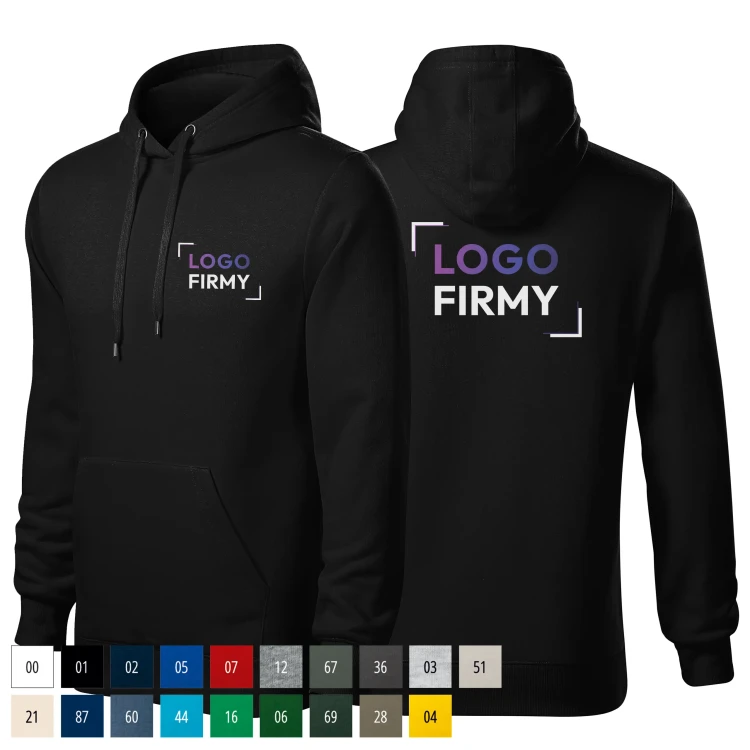 Bluza czarny męska z logo na sercu i plecach nadrukiem logo firmy 320g 413 bluza cape WSZYSTKIE KOLORY.webp