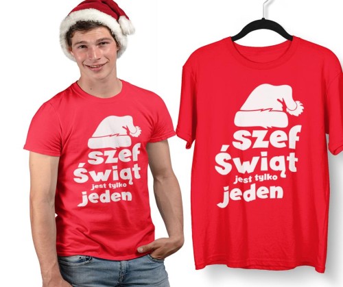 Koszulka świąteczna Szef świąt jest tylko jeden miniatura.jpg
