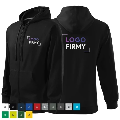 Bluza czarna męska z logo na sercu i plecach z nadrukiem logo firmy 300g 410 bluza trendy zipper WSZYSTKIE KOLORY.webp