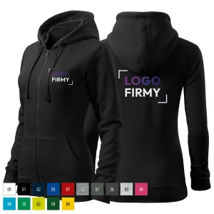 Bluza czarna damska z logo na sercu i plecach z nadrukiem logo firmy 300g 411 bluza trendy zipper WSZYSTKIE KOLORY.webp
