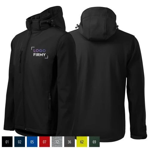 Kurtka czarna softshell Malfini męska z logo na sercu z nadrukiem logo firmy 300g 522 WSZYSTKIE KOLORY.webp