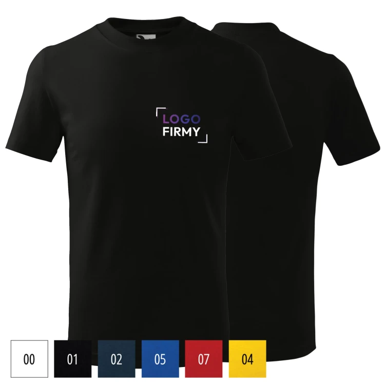 Koszulka dziecięca unisex 160g Single Jersey Classic100 z logo własnym nadrukiem na sercu odzież reklamowa WSZYSTKIE KOLORY (1).webp