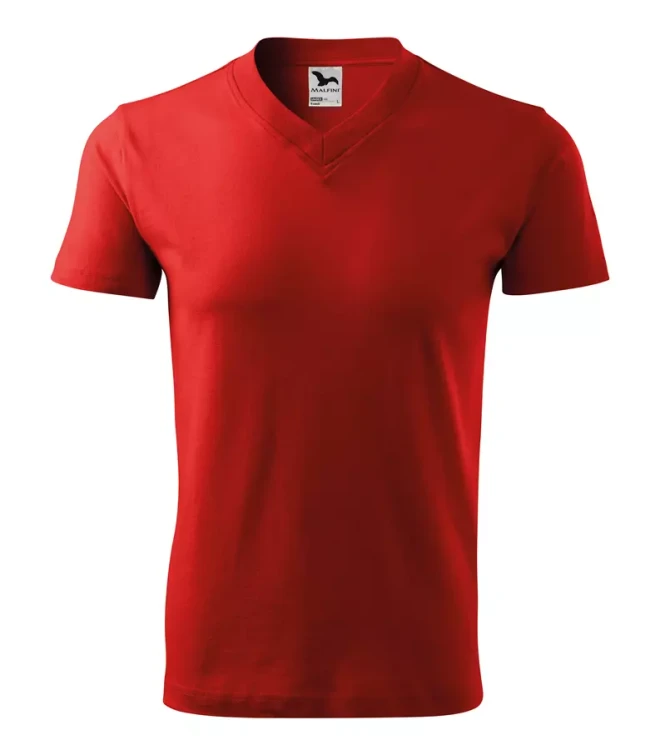 Koszulka unisex 160g Single Jersey V-neck102 z logo własnym nadrukiem na sercu i plecach odzież reklamowa WSZYSTKIE KOLORY (41).webp